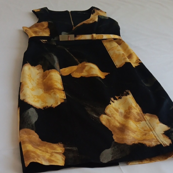 White House Black Market Gold and Black Sheath Midi Dress - Picture 5 of 7